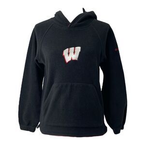 Wisconsin Badgers Youth Medium Fleece Hoodie Columbia Black Pullover Long Sleeve